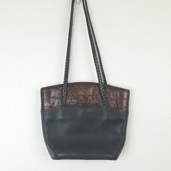 BRIGHTON Pebbled Leather Black & Brown Handbag - Picture 7 of 11